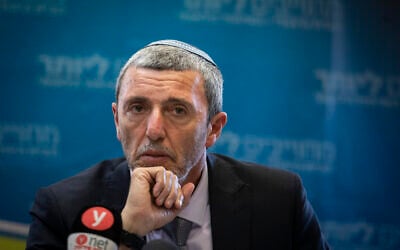 Education Minister Rafi Peretz at a faction meeting of his Jewish Home party in the Knesset on November 11, 2019. (Hadas Parush/Flash90)