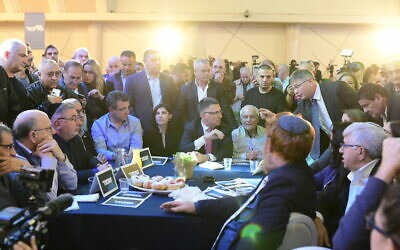Likud MK Gideon Sa'ar launches his campaign for party leader in Or Yehuda on December 16, 2019. (Tomer Neuberg/Flash90)