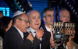 Israeli prime minister Benjamin Netanyahu attends a rally in his support in Jerusalem on December 22, 2019. (Yonatan Sindel/Flash90)