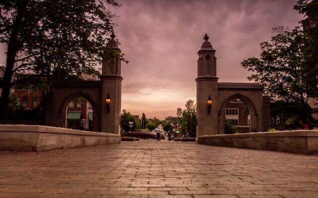 Screen capture from video of the entrance to Indiana University. (YouTube) Screen capture from video of the entrance to Indiana University. (YouTube)
