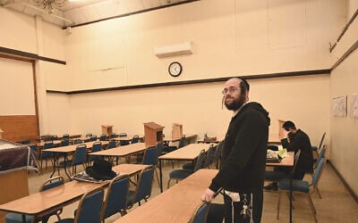 Jacob Gross at the yeshiva and synagogue in the London-area Canvey Island, December 13, 2019. (Cnaan Liphshiz/JTA)