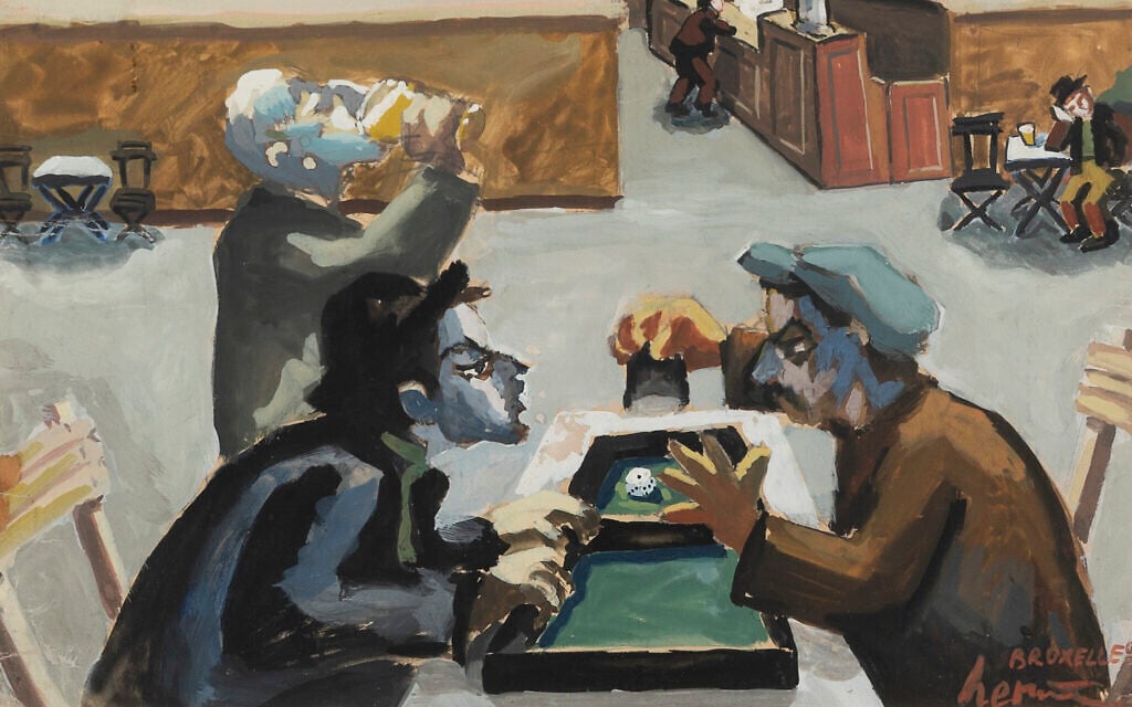 'The Gamblers,' 1938, gouache on paper, by Josef Herman. (Courtesy estate of Josef Herman/ Flowers Gallery)