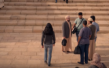 A scene from the new Netflix series "Messiah" shows main character Al-Massih, played by Mehdi Dehbi, on the Temple Mount in Jerusalem. (Screen capture: YouTube)