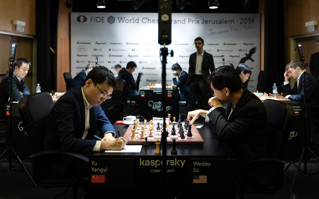 Players during the first day of the Jerusalem Grand Prix in chess, December 11, 2019. (World Chess) Players during the first day of the Jerusalem Grand Prix in chess, December 11, 2019. (World Chess)