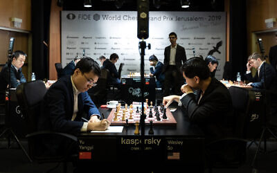 Players during the first day of the Jerusalem Grand Prix in chess, December 11, 2019. (World Chess)