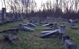 Illustrative: Vandalized headstones at the ancient Jewish cemetery of Námestovo, Slovakia, in December 2019. (Courtesy of ZCN via JTA)