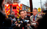 Jersey City, New Jersey Mayor Steven Fulop speaks during a press conference at the scene of the JC Kosher Supermarket shooting, December 10, 2019. (AP Photo/Eduardo Munoz Alvarez)