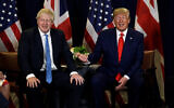 US President Donald Trump meets with British Prime Minister Boris Johnson at the United Nations General Assembly, September 24, 2019, in New York. (AP Photo/Evan Vucci)