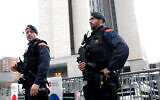 Spanish police in Barcelona, December 18, 2019. (AP Photo/Joan Mateu)