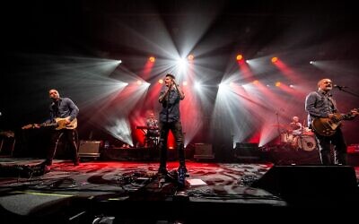 The Bettens siblings and members of Belgian band K's Choice on stage at Hangar 11 in Tel Aviv on December 16, 2019 (Courtesy Alon Levin)