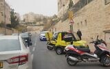 Magen David Adom rescue teams arrive at the scene of a stabbing in the East Jerusalem neighborhood of Har Homa on December 25, 2019. (Magen David Adom)
