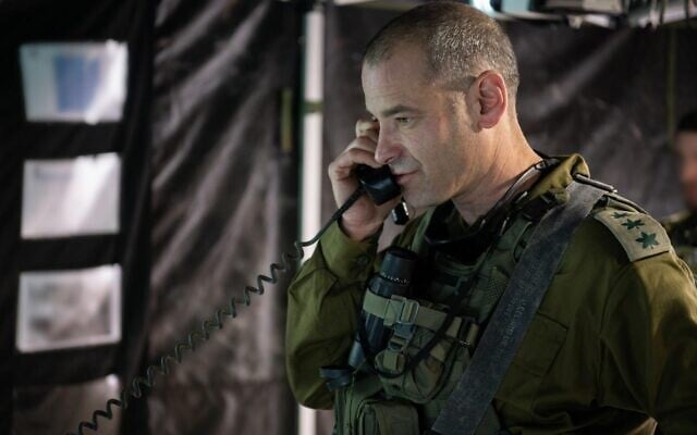 Commander of the IDF Commando Brigade Col. Kobi Heller speaks on the radio during an exercise  in Cyprus simulating war in the north in December 2019. (Israel Defense Forces)