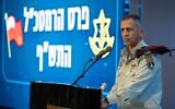 IDF Chief of Staff Aviv Kohavi speaks at an award ceremony at a military base north of Tel Aviv on December 16, 2019. (Israel Defense Forces)