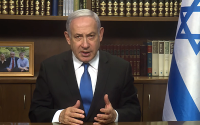 Prime Minister Benjamin Netanyahu in a YouTube video slamming European nations who joined the INSTEX barter mechanism meant to circumvent US sanctions on Iran, on December 1, 2019. (YouTube screen capture)