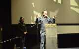 Acclaimed director Quentin Tarantino at the Jerusalem Cinematheque on December 14, 2019, to screen the documentary 'QT8: The First Eight' by Tara Woods (Courtesy Shaul Weinstein)