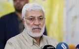 Abu Mahdi al-Muhandis, the number two of Iraq's Hashed al-Shaabi, in a press conference during a visit to Basra, January 23, 2018. (HAIDAR MOHAMMED ALI / AFP)