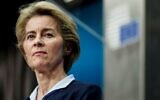 In this file photo taken on December 13, 2019, European Commission President Ursula von der Leyen looks on during a press conference at the Europa building in Brussels. (KENZO TRIBOUILLARD/AFP)