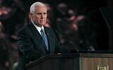 US Vice President Mike Pence delivers a speech during the Fifth World Holocaust Forum at the Yad Vashem Holocaust memorial museum in Jerusalem on January 23, 2020. (Ronen Zvulun/Pool/AFP)