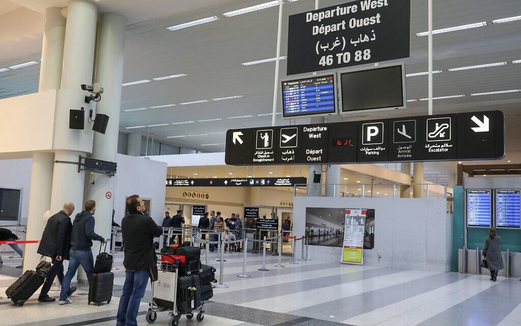 People are pictured inside the terminal at Beirut International Airport Beirut, on January 27, 2020. (Anwar Amro/AFP) People are pictured inside the terminal at Beirut International Airport Beirut, on January 27, 2020. (Anwar Amro/AFP)