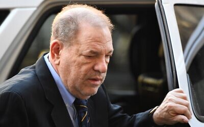 Harvey Weinstein arrives at the Manhattan Criminal Court, for his rape and sexual assault trial in New York City, January 24, 2020. (Johannes EISELE/AFP)