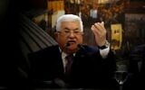 Palestinian Authority President Mahmoud Abbas delivers a speech in the West Bank city of Ramallah on January 28, 2020. (Abbas Momani/AFP)