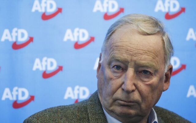 Co-leader of the Alternative for Germany (AfD) far-right party Alexander Gauland, Berlin, November 19, 2019. (Odd Andersen/AFP) Co-leader of the Alternative for Germany (AfD) far-right party Alexander Gauland, Berlin, November 19, 2019. (Odd Andersen/AFP)