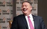 US Secretary of State Mike Pompeo at an event with Britain's Foreign Secretary Dominic Raab (unseen) at the Institute of Mechanical Engineers in London on January 30, 2020. (Kevin Lamarque/Pool/AFP)