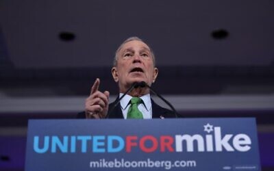 Democratic US presidential candidate former New York City Mayor Mike Bloomberg speaks during a United for Mike, event held at the Aventura Turnberry Jewish Center and Tauber Academy Social Hall on January 26, 2020 in Aventura, Florida. (Joe Raedle/Getty Images/AFP)