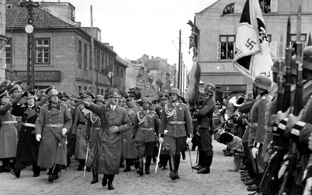 Adolf Hitler shown in what is today called Klaipeda, Lithuania, in March 1939. (Berliner Verlag/Archiv/picture alliance via Getty Images, JTA)