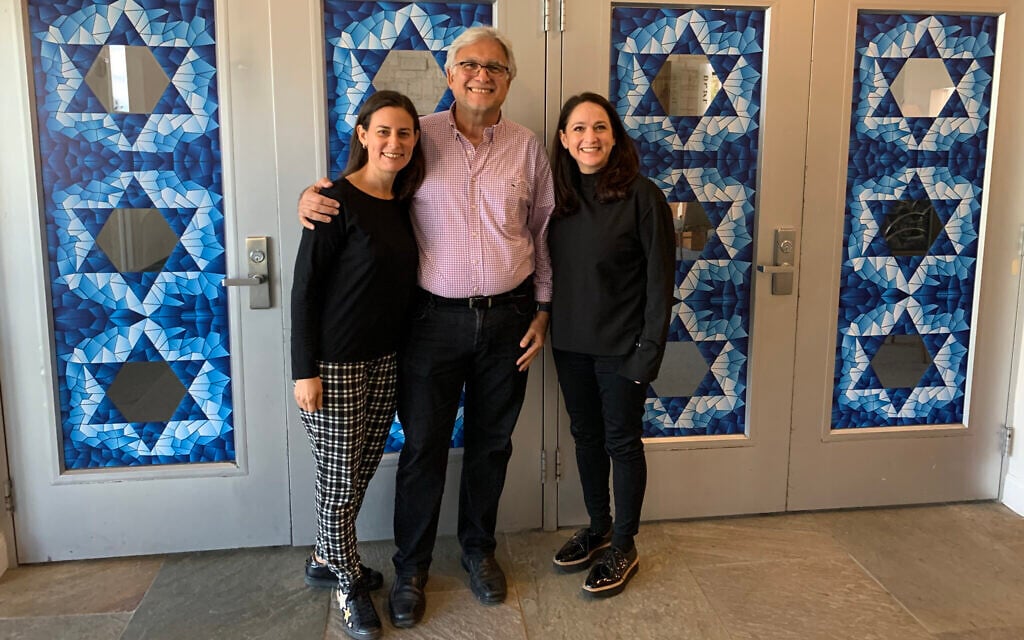 From left to right, Jackeline Nichols, David Bassan and Dana Nicolaievsky are all members of Skylake Synagogue, which has a large Venezuelan population. (Josefin Dolsten/ JTA)