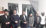Otzma Yehudit candidates (From L-R) Tiran Zeituni, Meir Ben Hayun, Adva Biton, chairman Itamar Ben Gvir, Itshak Waserlauf and Yehuda Epstein pose for a photo after the party announces its slate from January 5, 2019. (Courtesy)