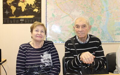 Tatiana (L) and Valerii, who fled Donetsk after Ukrainian forces started shelling the rebel city in the summer of 2014, January 14, 2020. (Sam Sokol/Times of Israel)