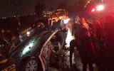 The scene of a deadly crash near Kfar Sava on January 18, 2020. (Courtesy: MDA)