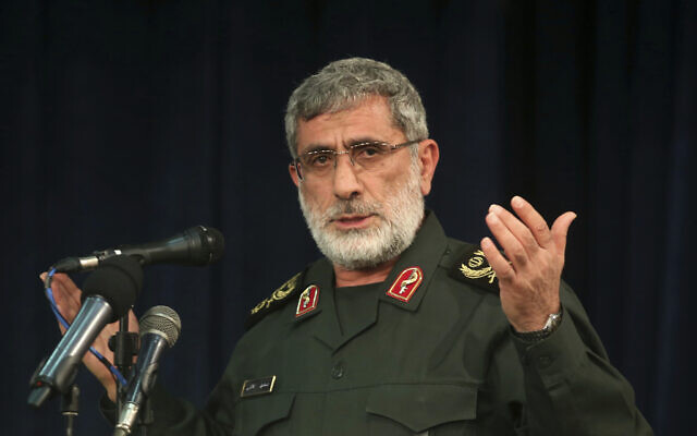 In this Nov. 5, 2016 photo, Gen. Esmail Ghaani speaks in a meeting in Tehran, Iran. A new Iranian general has stepped out of the shadows to lead the country's expeditionary Quds Force, becoming responsible for Tehran's proxies across the Mideast as the Islamic Republic threatens the US with "harsh revenge" for killing its previous head, Qassem Soleimani. (Mohammad Ali Marizad/Tasnim News Agency via AP) In this Nov. 5, 2016 photo, Gen. Esmail Ghaani speaks in a meeting in Tehran, Iran. A new Iranian general has stepped out of the shadows to lead the country's expeditionary Quds Force, becoming responsible for Tehran's proxies across the Mideast as the Islamic Republic threatens the US with "harsh revenge" for killing its previous head, Qassem Soleimani. (Mohammad Ali Marizad/Tasnim News Agency via AP)