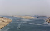 An army zodiac secures the entrance of the new section of the Suez Canal in Ismailia, Egypt,  August 6, 2015. (Amr Nabil/AP)