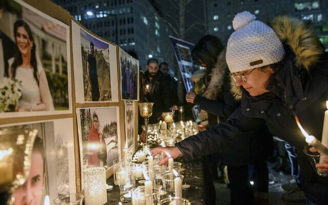 Members of Montreal's Iranian community attend a vigil, Thursday, Jan. 9, 2019 in downtown Montreal (Andrej Ivanov/The Canadian Press via AP) Members of Montreal's Iranian community attend a vigil, Thursday, Jan. 9, 2019 in downtown Montreal (Andrej Ivanov/The Canadian Press via AP)