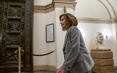 Speaker of the House Nancy Pelosi, D-Calif., arrives at the Capitol in Washington, Friday, January 10, 2020. (AP Photo/J. Scott Applewhite)