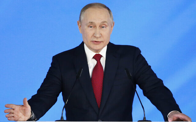 Russian President Vladimir Putin addresses the State Council in Moscow, Russia, January 15, 2020. (AP Photo/Alexander Zemlianichenko) Russian President Vladimir Putin addresses the State Council in Moscow, Russia, January 15, 2020. (AP Photo/Alexander Zemlianichenko)