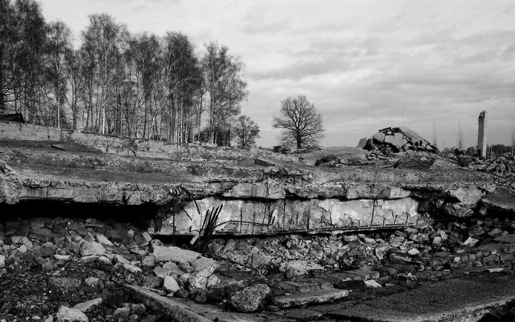 The remains of a gas chamber and crematorium at the former Nazi death camp of Auschwitz-Birkenau or Auschwitz II in Oswiecim, Poland, December 8, 2019. (Markus Schreiber/AP)