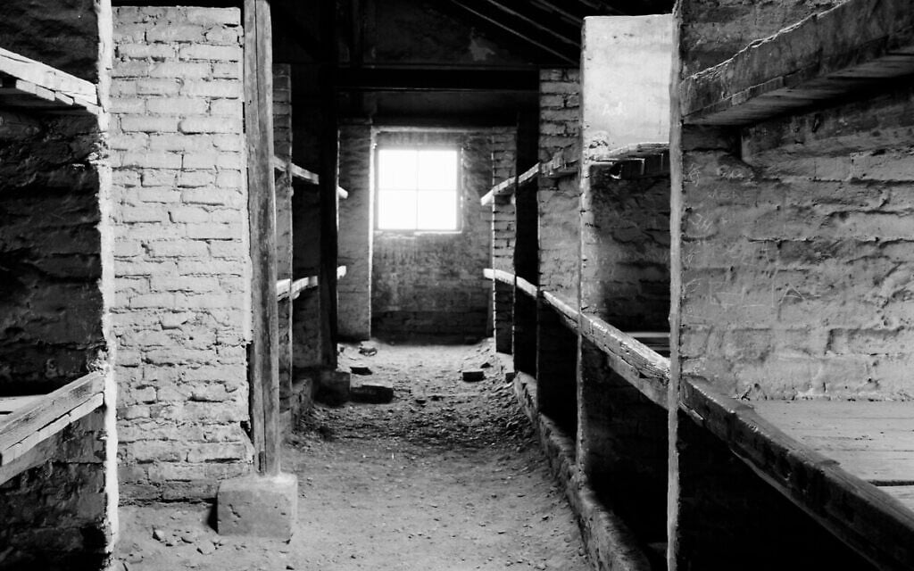 A view inside a prisoner barracks in the former Nazi death camp of Auschwitz Birkenau or Auschwitz II in Oswiecim, Poland, December 8, 2019. (Markus Schreiber/AP)
