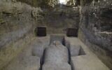 One of the sarcophagi discovered in the village of Tuna al-Gabal, near the Nile Valley city of Minya. (Egypt’s antiquities ministry via AP)