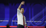 US Democratic presidential candidate Julian Castro waves during a presidential forum at the California Democratic Party's convention on November 16, 2019. (AP Photo/Chris Carlson)