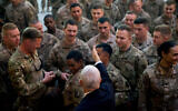 Vice President Mike Pence greets troops at Al Asad Air Base, Iraq, November 23, 2019. (AP Photo/Andrew Harnik)