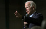 Democratic presidential candidate former Vice President Joe Biden addresses a gathering during a campaign stop in Exeter, New Hampshire, Monday, Dec. 30, 2019. (AP Photo/Charles Krupa)