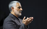 In this March 27, 2015, file photo provided by an official website of the office of the Iranian supreme leader, commander of Iran's Quds Force, Qassem Soleimani prays in a religious ceremony at a mosque in the residence of Supreme Leader Ayatollah Ali Khamenei, in Tehran, Iran. (Office of the Iranian Supreme Leader via AP, File)