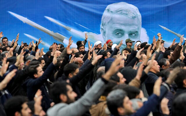 Protesters demonstrate over the US airstrike in Iraq that killed Gen. Qassem Soleimani, in Tehran, Iran, January 4, 2020. (AP Photo/Ebrahim Noroozi) Protesters demonstrate over the US airstrike in Iraq that killed Gen. Qassem Soleimani, in Tehran, Iran, January 4, 2020. (AP Photo/Ebrahim Noroozi)