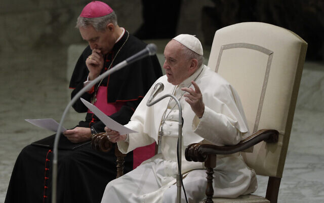 Pope Francis holds his weekly general audience at the Vatican, Jan. 8, 2020. (AP Photo/Gregorio Borgia) Pope Francis holds his weekly general audience at the Vatican, Jan. 8, 2020. (AP Photo/Gregorio Borgia)