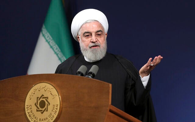 President Hassan Rouhani speaks in Tehran, Iran, on January 16, 2020. (Office of the Iranian Presidency via AP) President Hassan Rouhani speaks in Tehran, Iran, on January 16, 2020. (Office of the Iranian Presidency via AP)