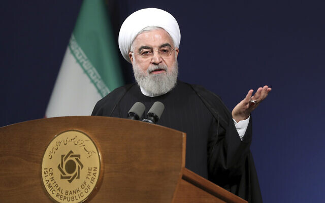 In this photo released by the official website of the office of the Iranian Presidency, President Hassan Rouhani speaks before the heads of banks, in Tehran, Iran, January 16, 2020. (Office of the Iranian Presidency via AP) In this photo released by the official website of the office of the Iranian Presidency, President Hassan Rouhani speaks before the heads of banks, in Tehran, Iran, January 16, 2020. (Office of the Iranian Presidency via AP)