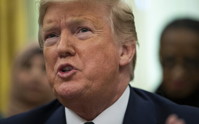 US President Donald Trump speaks during an event on prayer in public schools, in the Oval Office of the White House, Thursday, Jan. 16, 2020, in Washington. (AP Photo/ Evan Vucci) US President Donald Trump speaks during an event on prayer in public schools, in the Oval Office of the White House, Thursday, Jan. 16, 2020, in Washington. (AP Photo/ Evan Vucci)